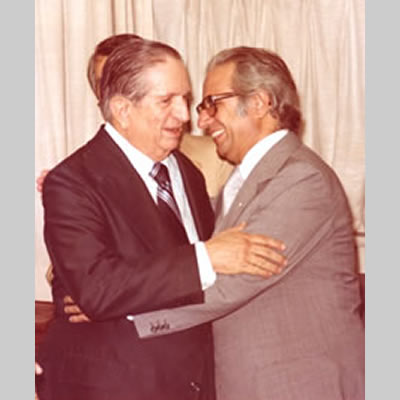Econ. Manoel Francisco Lopes Meireles (1º presidente da FENECON) com o Econ. Fernando Cruz Lopes (5º presidente da FENECON) em São Paulo.